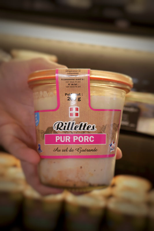 Rillettes nature pur porc au sel de Guérande en bocal 200g recette artisanale