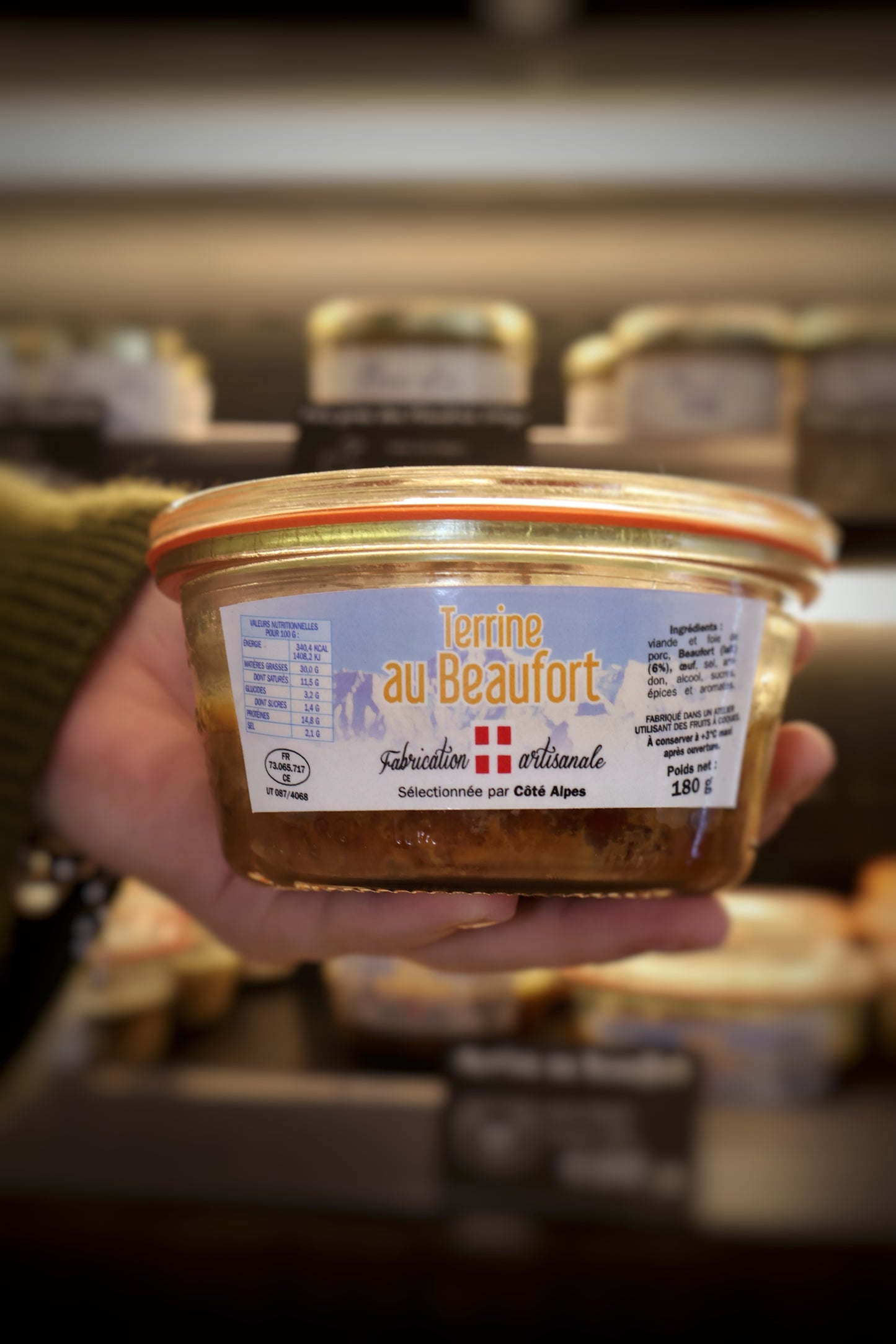 Terrine de porc au Beaufort en bocal 180g recette artisanale