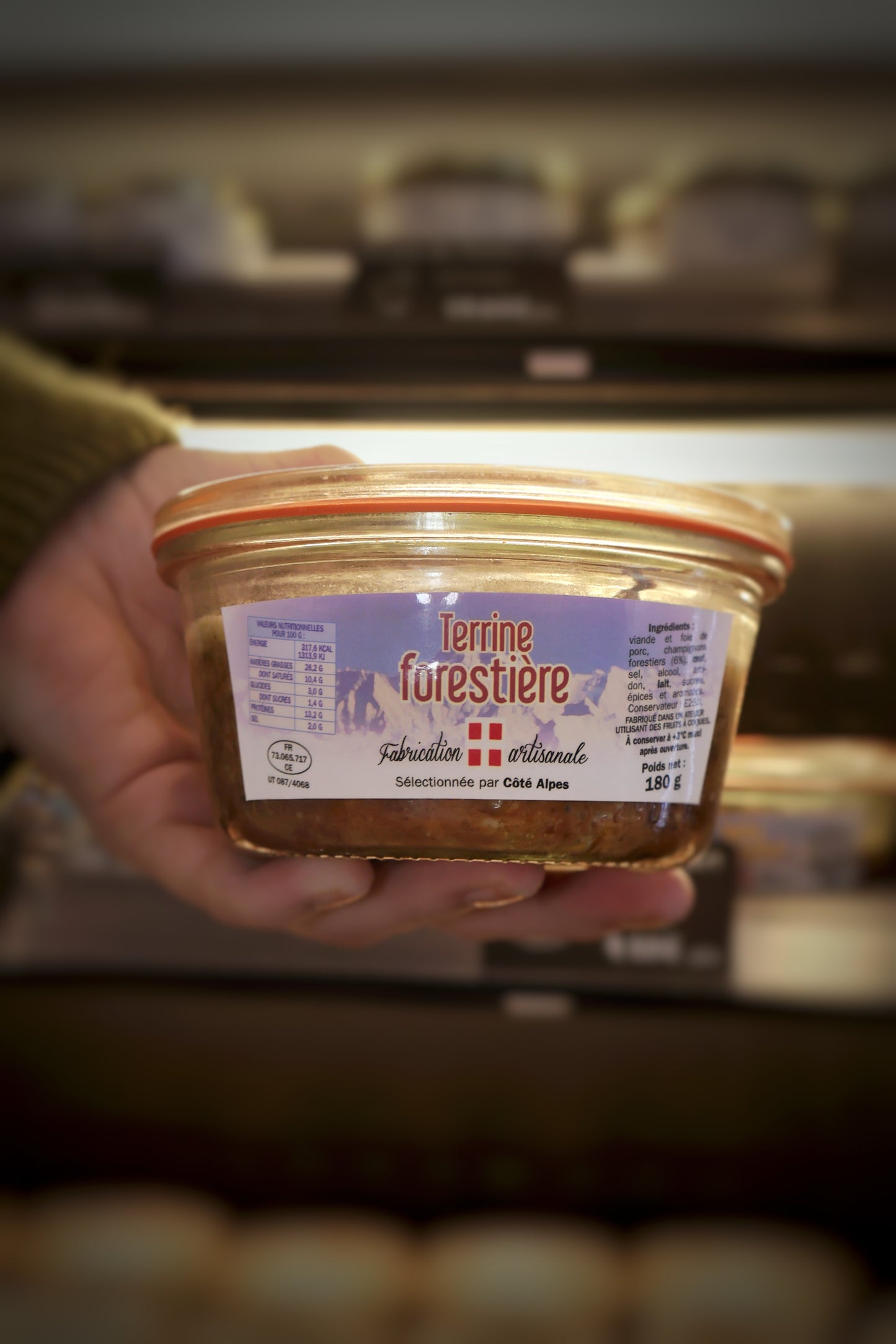 Terrine forestière au porc et champignons en bocal 180g recette artisanale